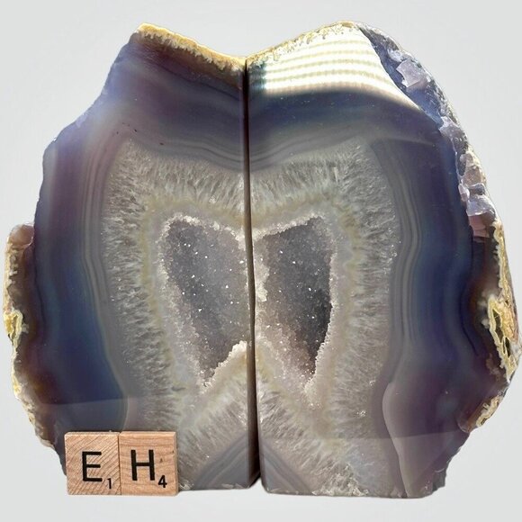 Geode Center, Unique Bookends, Crystal Druzy, Authentic Agate, Bookshelf Decor, - Picture 13 of 13